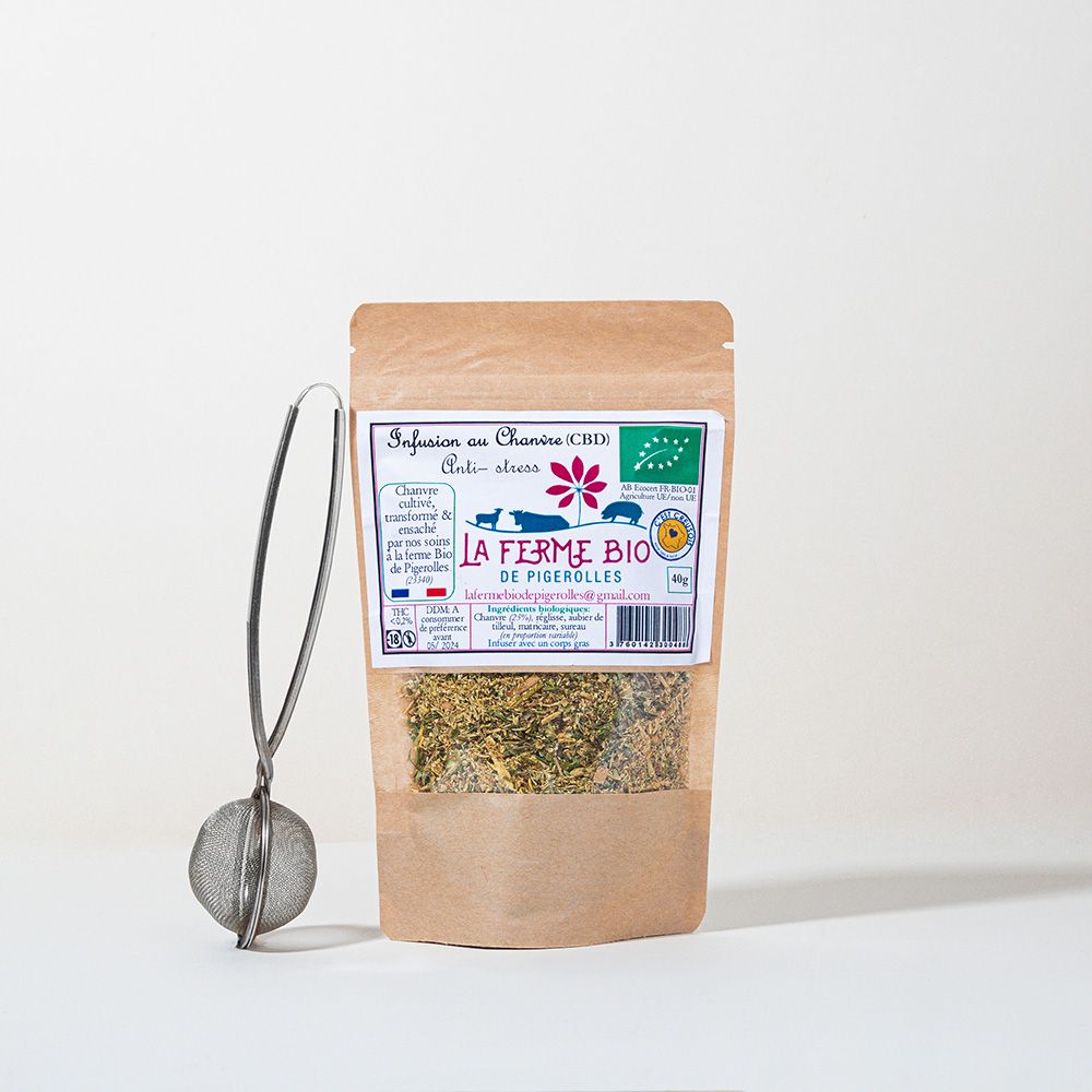 Infusion de Chanvre au CBD - Anti-Stress - La Ferme Bio de Pigerolles